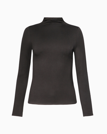 Double Layered Mock Neck Top in Black