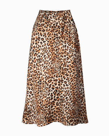 Elastic Waist Midi Skirt in Leopard