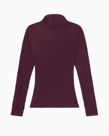 FRAME Mesh Lace Turtleneck in Deep Burgundy