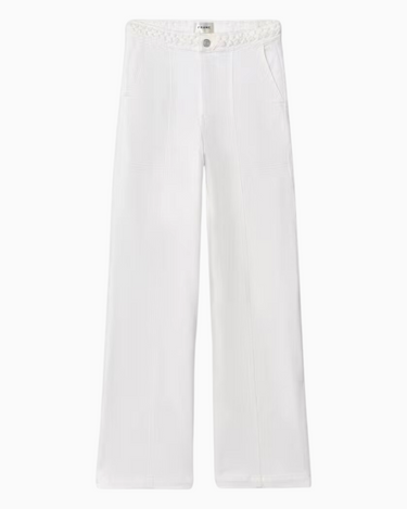 Frame Braided Waistband Wide Leg Jean in Au Natural