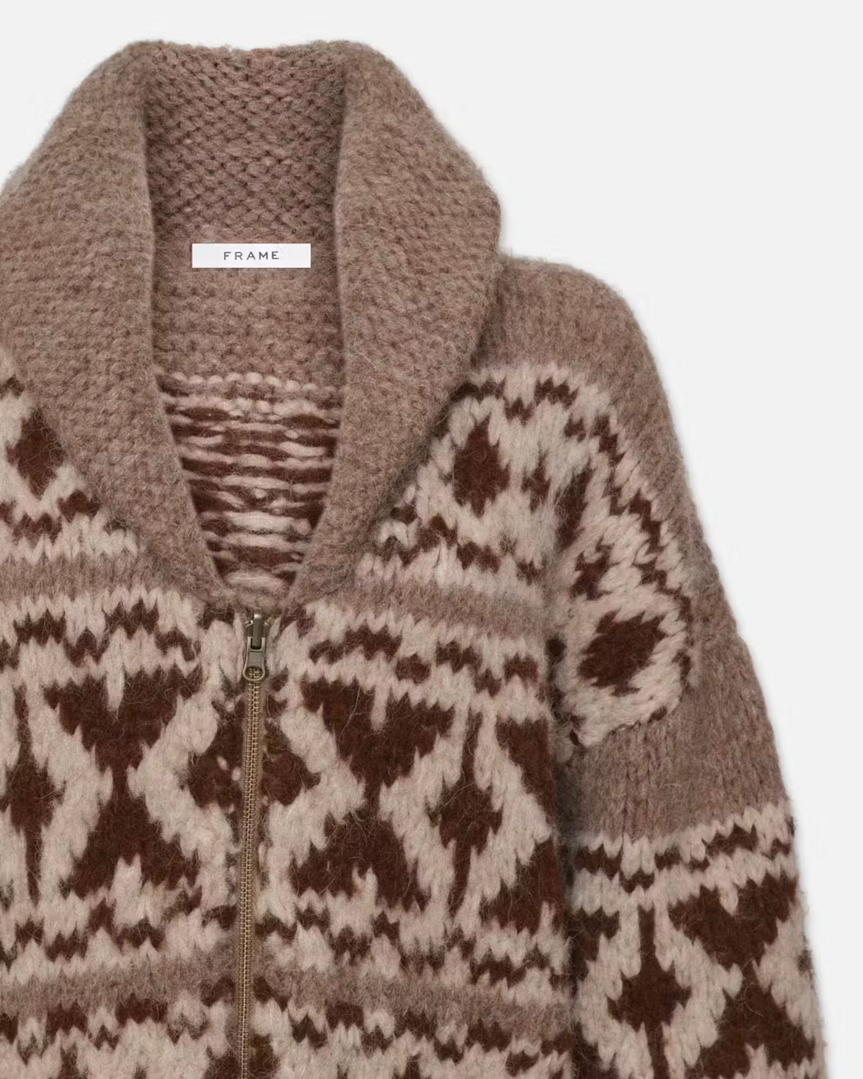 Frame Cowichon Zip Sweater in Oatmeal Marl