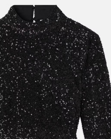 Frame Cropped Sequin Top in Black