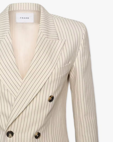 Frame Double Breasted Blazer in Cream Multi