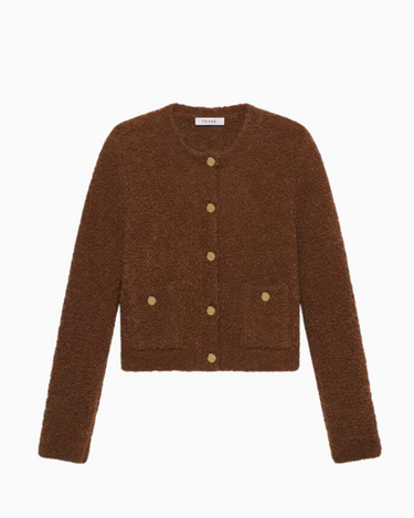 Frame Patch Pocket Cardi in Camel