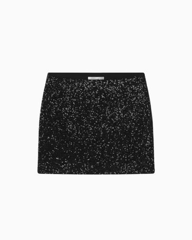 Frame Sequin Mini Skirt in Black