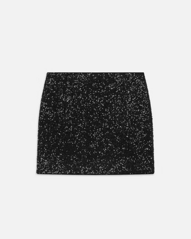 Frame Sequin Mini Skirt in Black