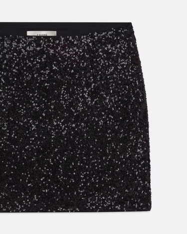 Frame Sequin Mini Skirt in Black