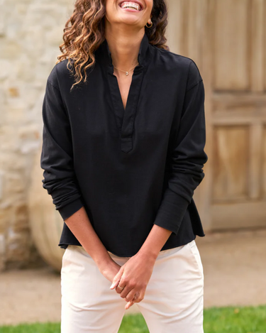 Frank and Eileen Patrick Popover Henley in Black