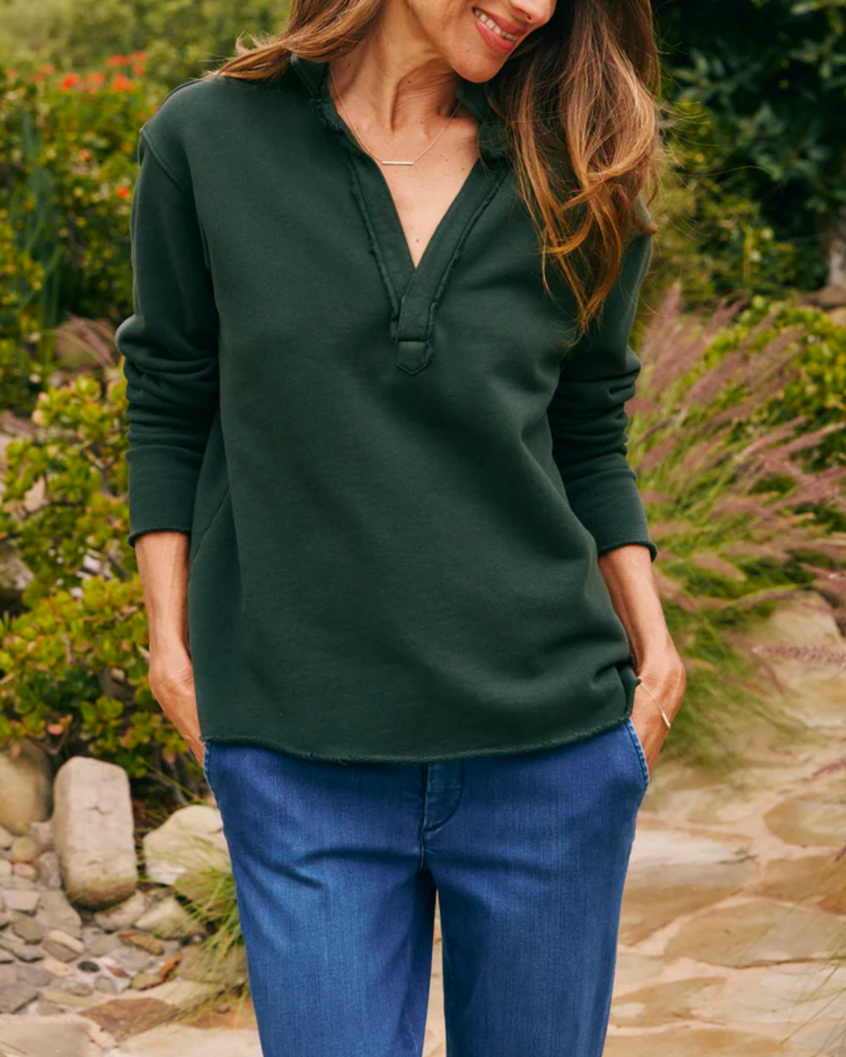 Frank and Eileen Patrick Popover Henley in Evergreen