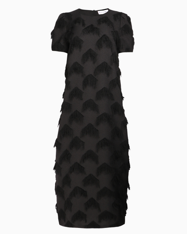 Hunter Bell Valerie Dress in Black Fringe