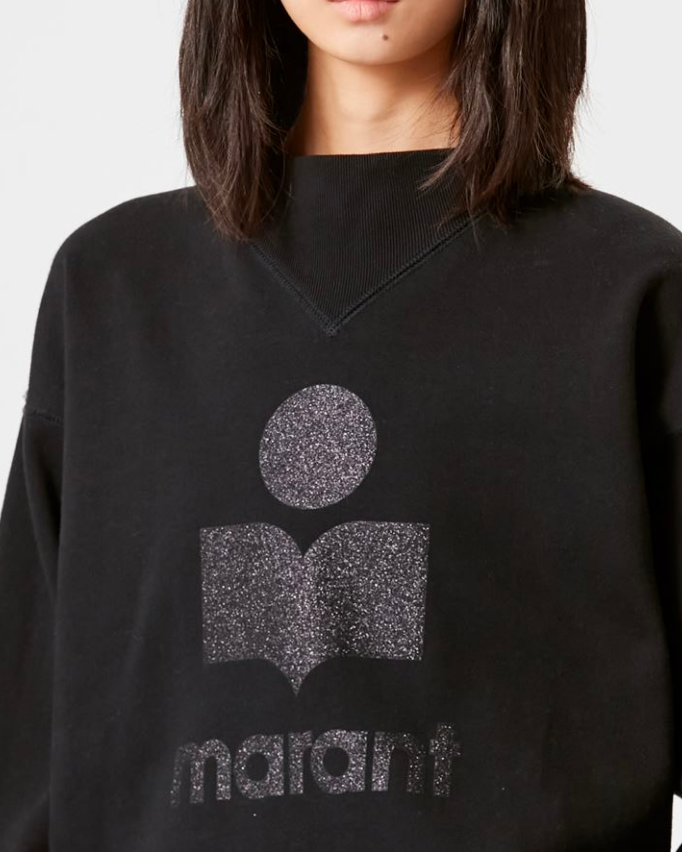 Isabel Marant Moby Logo Sweatshirt in Black Glitter