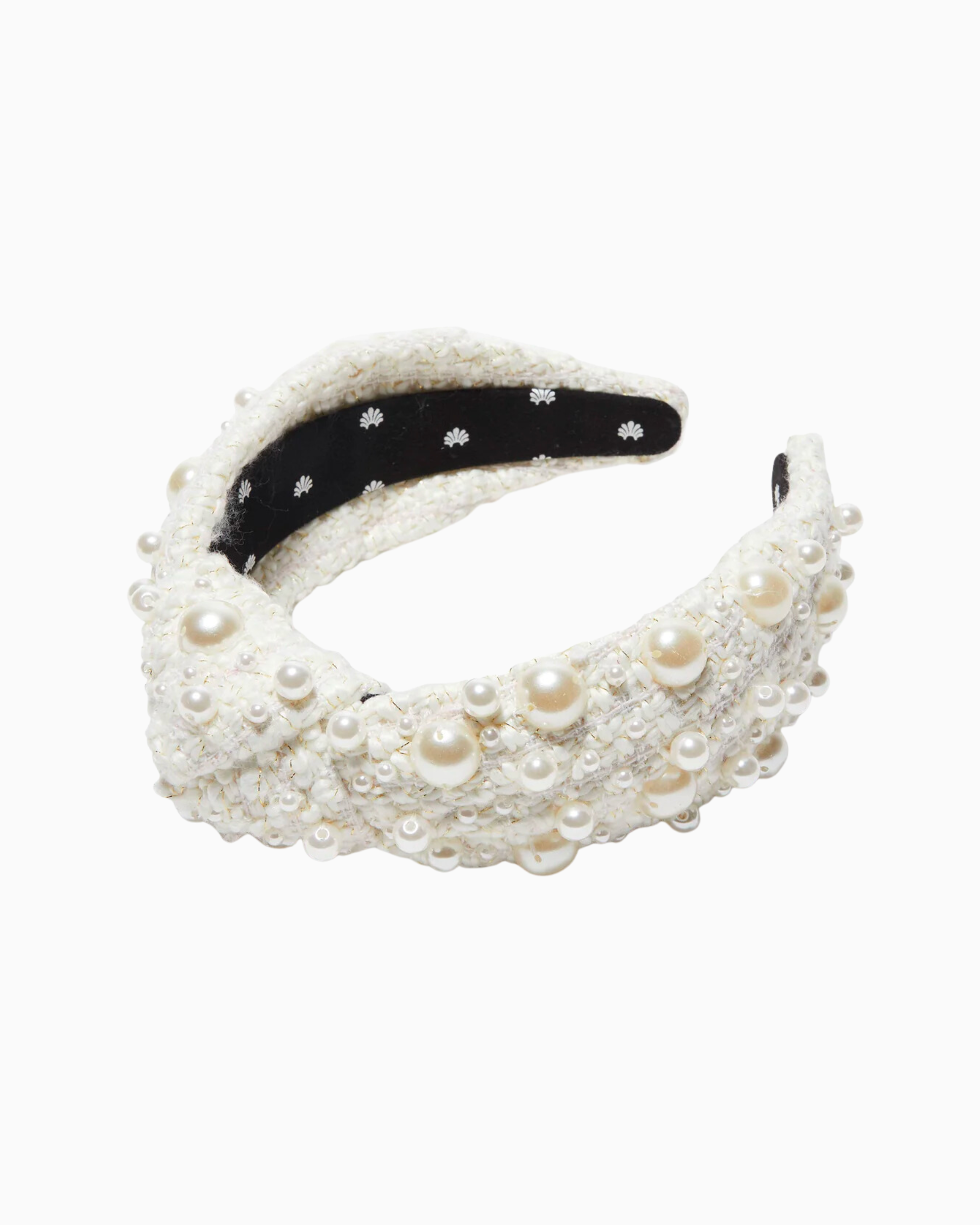 Lele Sadoughi Multi Pearl Tweed Headband in Ivory