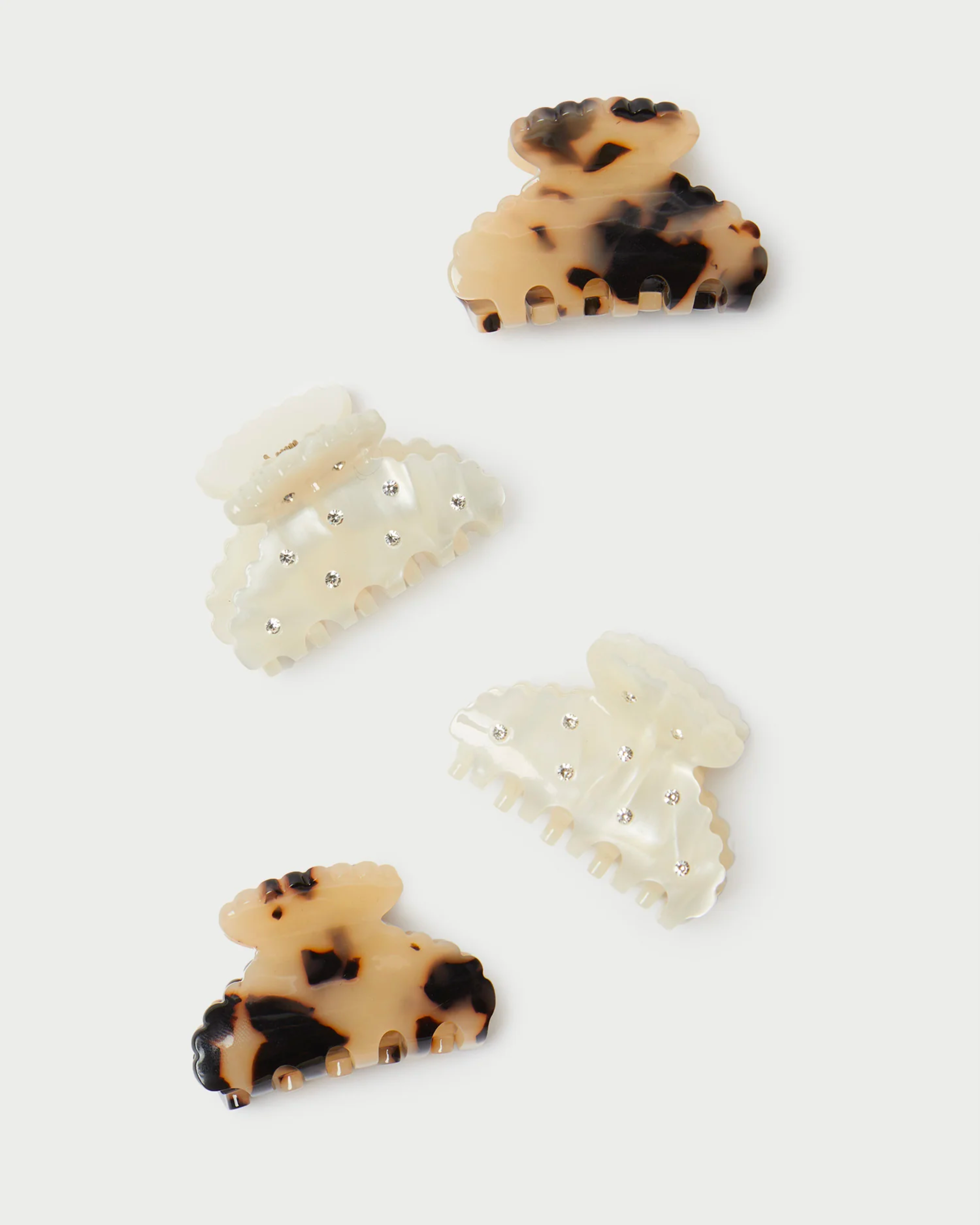 Loeffler Randall Aster Mini Scallop Clip Set in Light Tortoise Pearl
