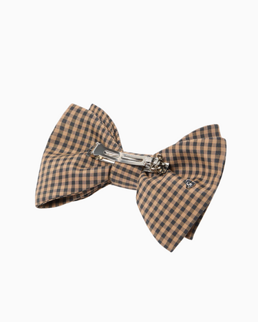 Loeffler Randall Bow Hair Clip in Brown Black Check