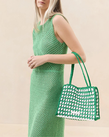 Loeffler Randall Missy Two-Tone Tote in Green/Cream