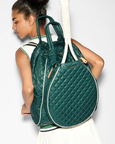 MZ Wallaca Double Tennis Convertible Backpack in Emerald Ecru