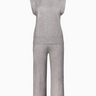 Mock Neck Crop Pant Knit Set in Grey