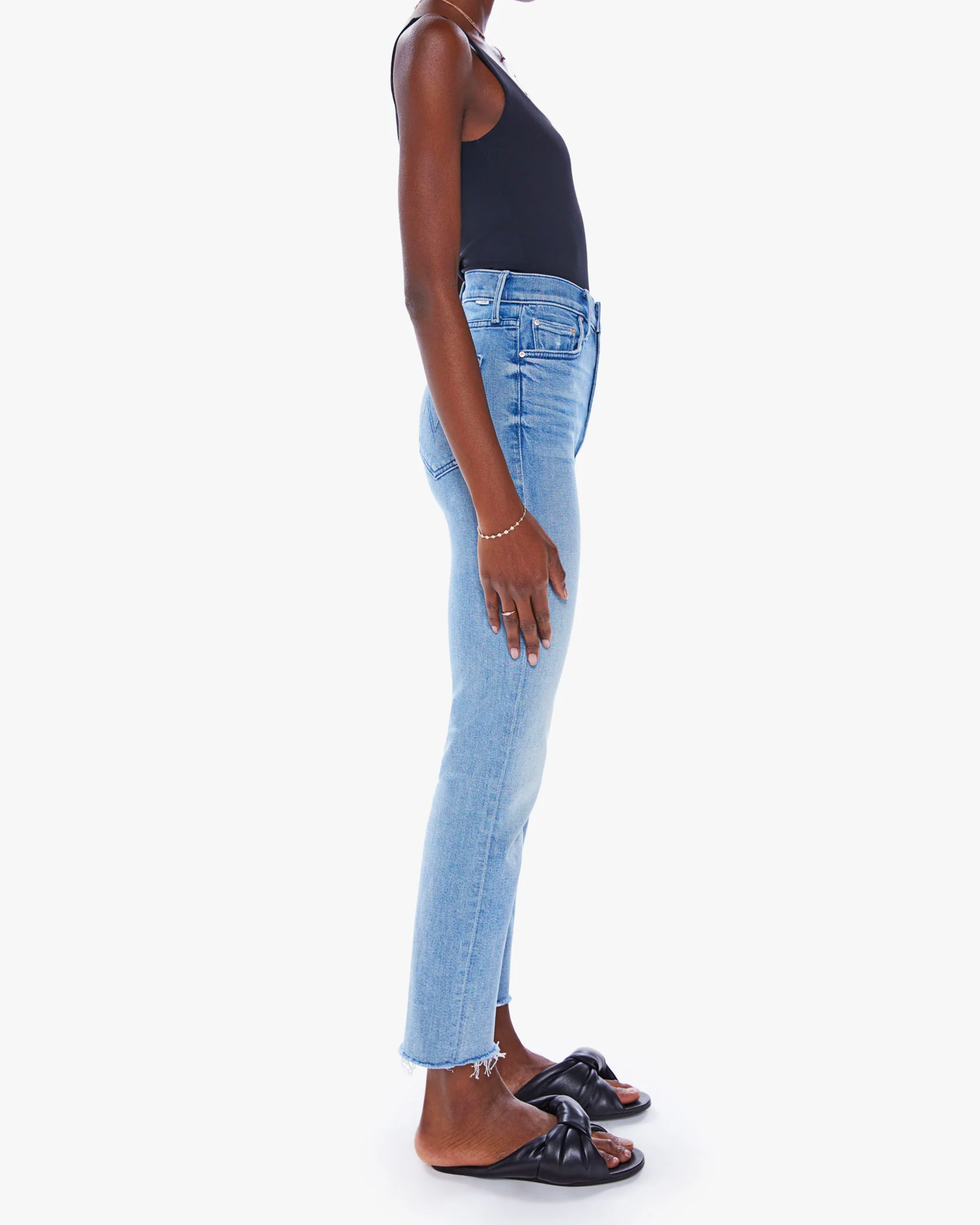 Mother High Waisted Rider Ankle Fray Jean in Fish Out of Water