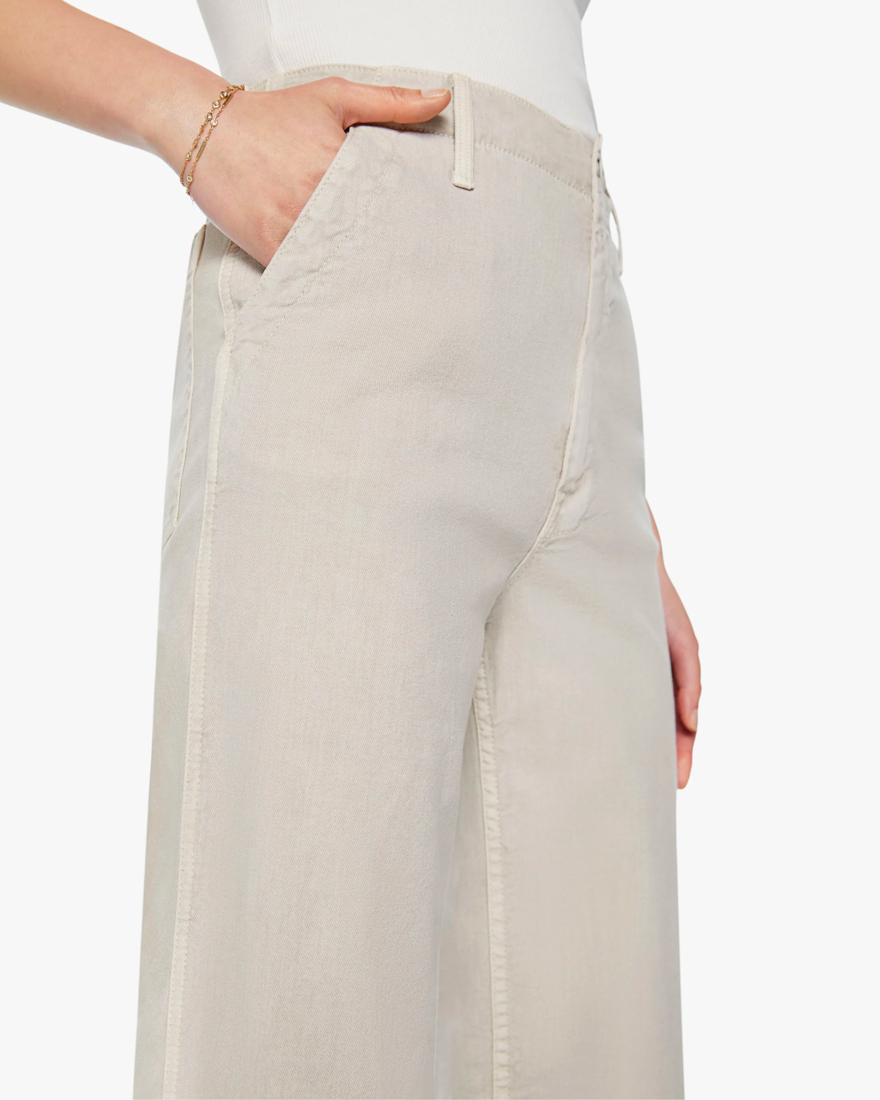 Mother The Major Zip Ankle Jean in Oatmeal