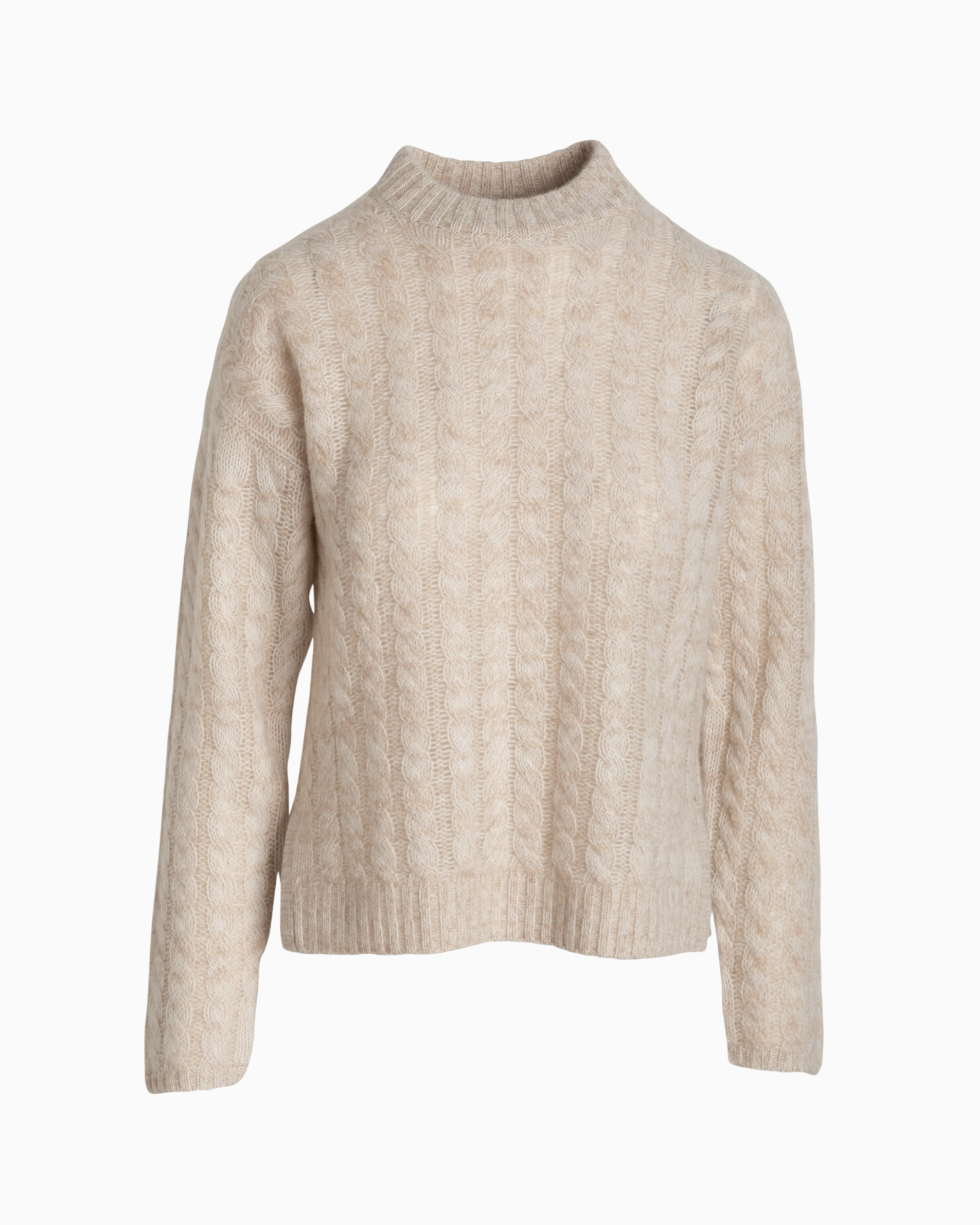 Naadam Cashmere Open Cable Crewneck Sweater in White Combo 