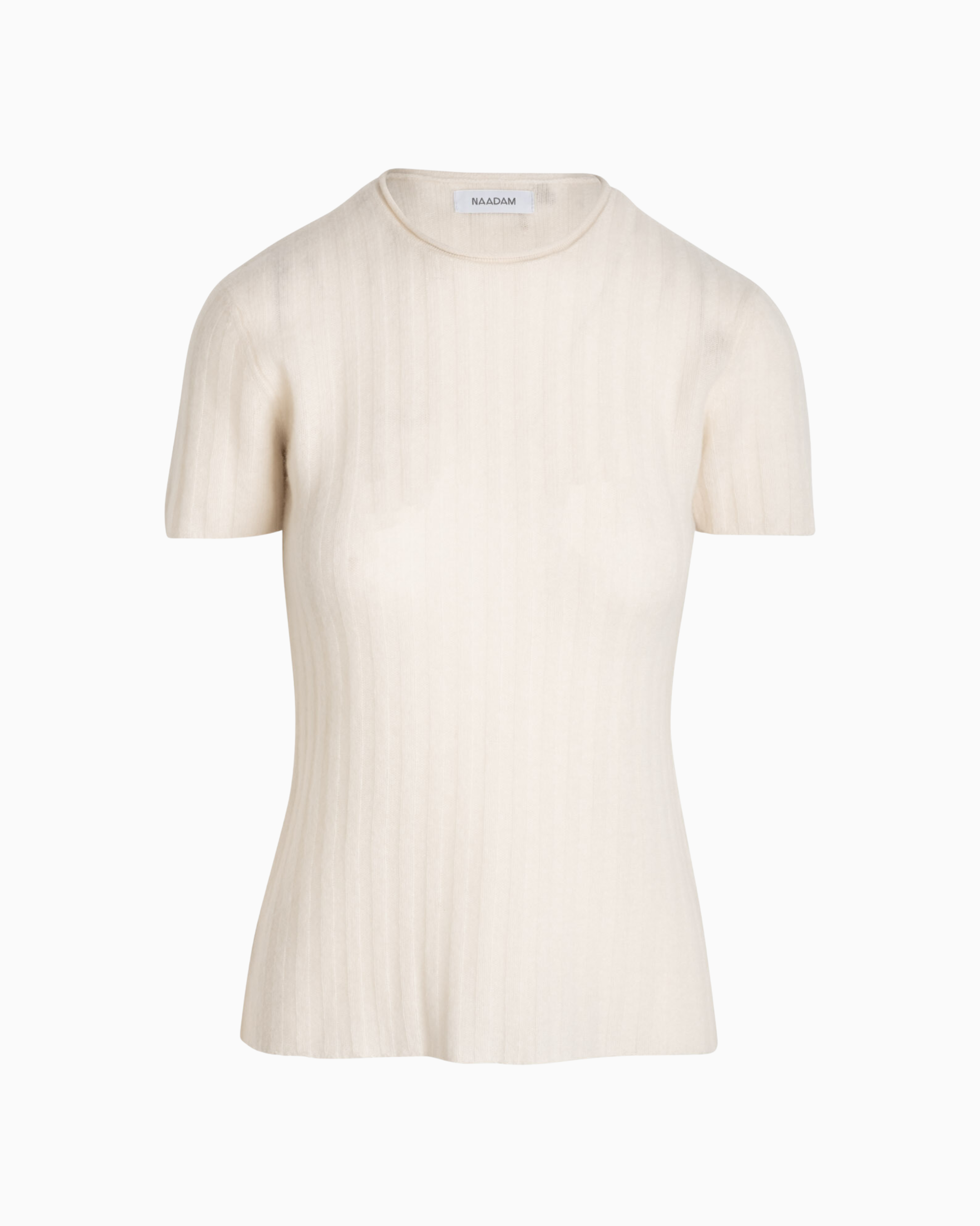 Naadam Cashmere Rib Short Sleeve Sweater in White