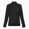 Naadam Drop Shoulder Hi Lo Turtleneck in Black