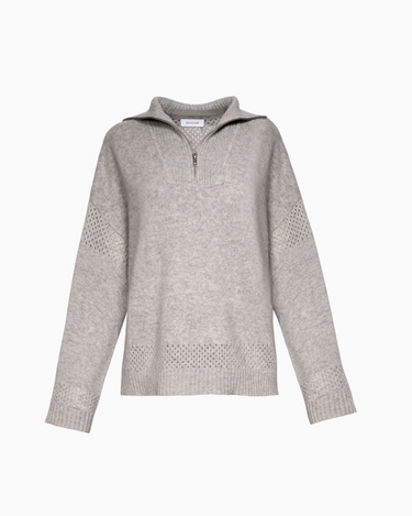 Naadam Mixed Stitch Quarter Zip in Cement