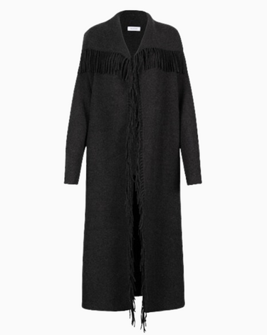 Naadam Wool Fringe Coat in Smoke