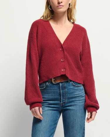 Nation Bo Balloon Sleeve Cardigan in Danish Red