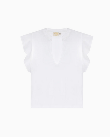 Nation Constance V-Neck Top in White