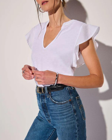 Nation Constance V-Neck Top in White