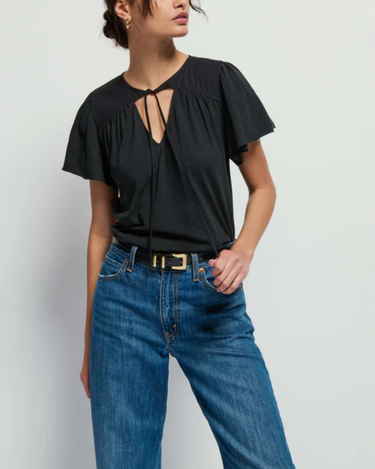 Nation Gladys Tie Neck Top in Black