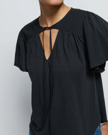 Nation Gladys Tie Neck Top in Black