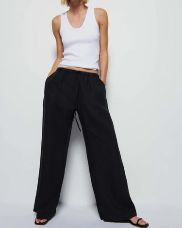 Nation Lucia Tie Waist Pant in Black