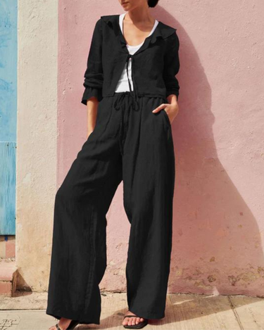 Nation Lucia Tie Waist Pant in Black