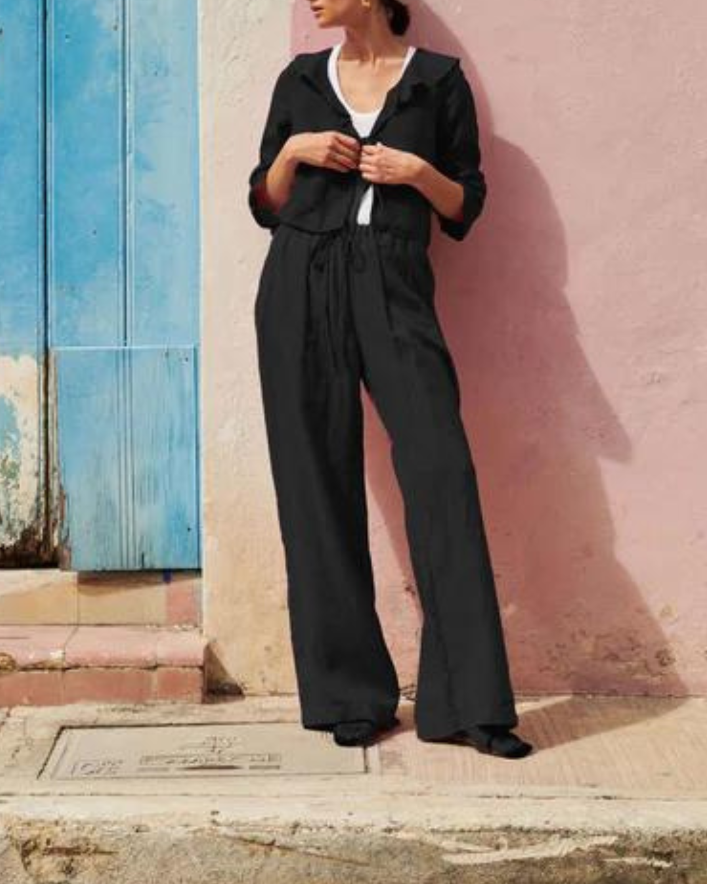 Nation Lucia Tie Waist Pant in Black