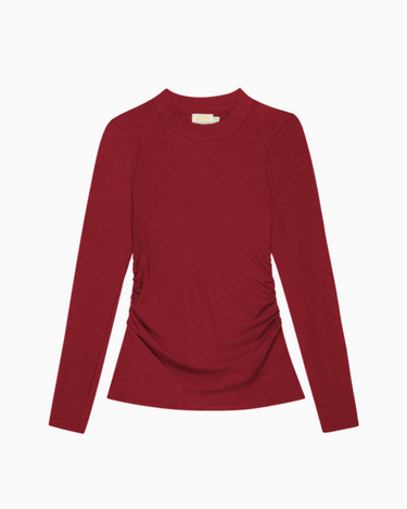 Nation Rita Mock Neck Long Sleeve Top in Danish Red