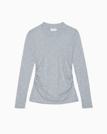 Nation Rita Mock Neck Long Sleeve Top in Heather Grey