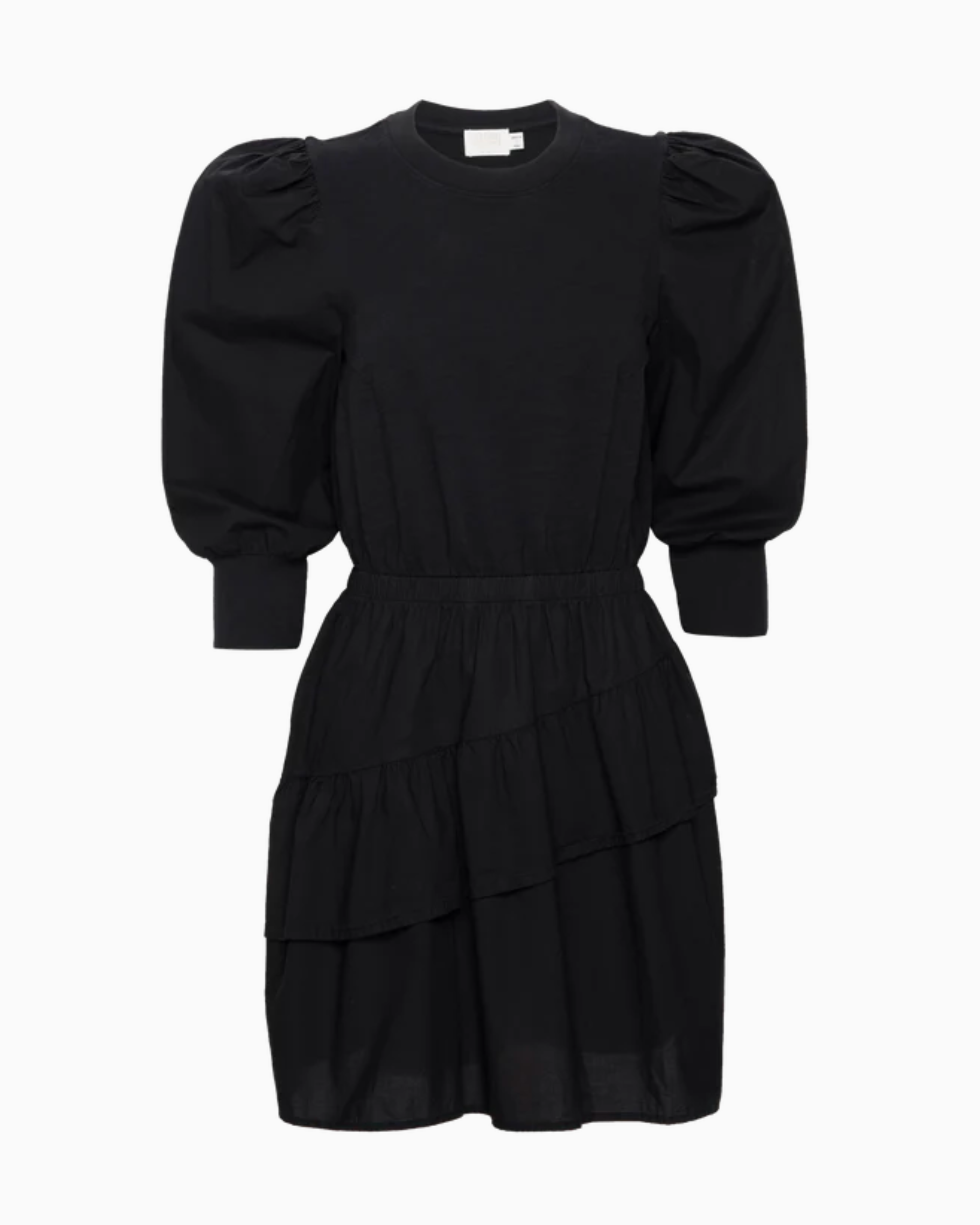 Nation Tenley Ruffed Combo Mini Dress in Jet Black