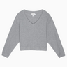 Nation Wyatt Oversized V Neck Top in Heather Grey