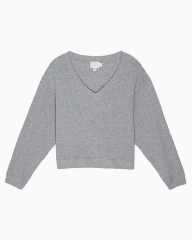 Nation Wyatt Oversized V Neck Top in Heather Grey