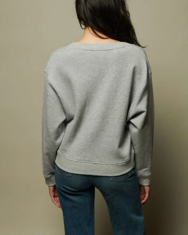 Nation Wyatt Oversized V Neck Top in Heather Grey