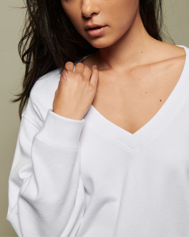 Nation Wyatt Oversized V Neck Top in White