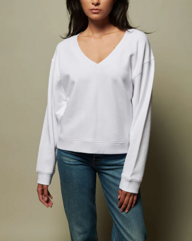 Nation Wyatt Oversized V Neck Top in White