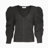 Puff Sleeve Knit Cardigan in Charcoal