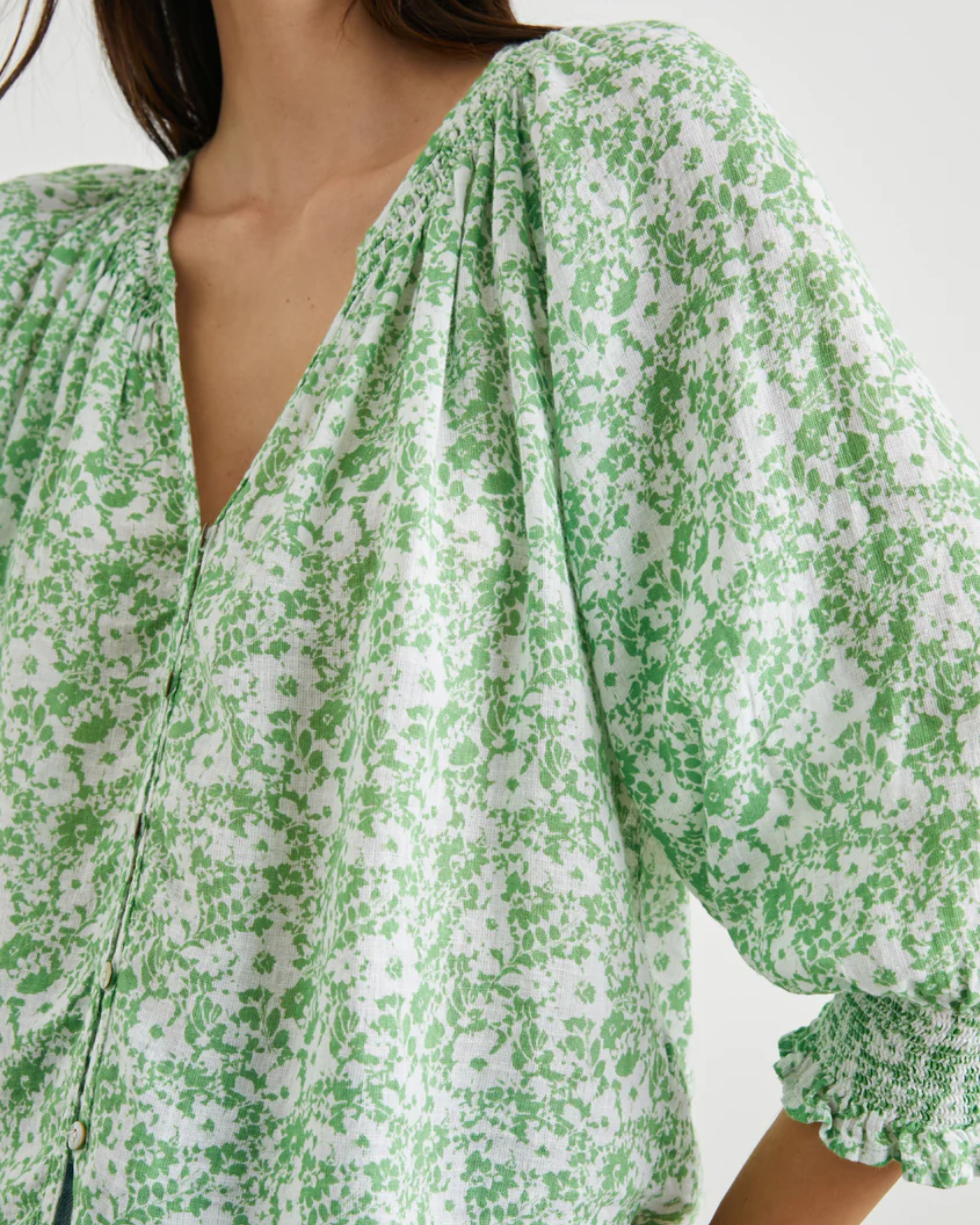 Rails Mariah Top in Green Texture Floral
