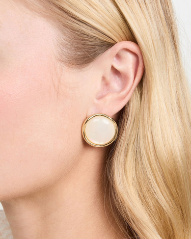 Shashi Marble Stud Earring in Gold Pearl