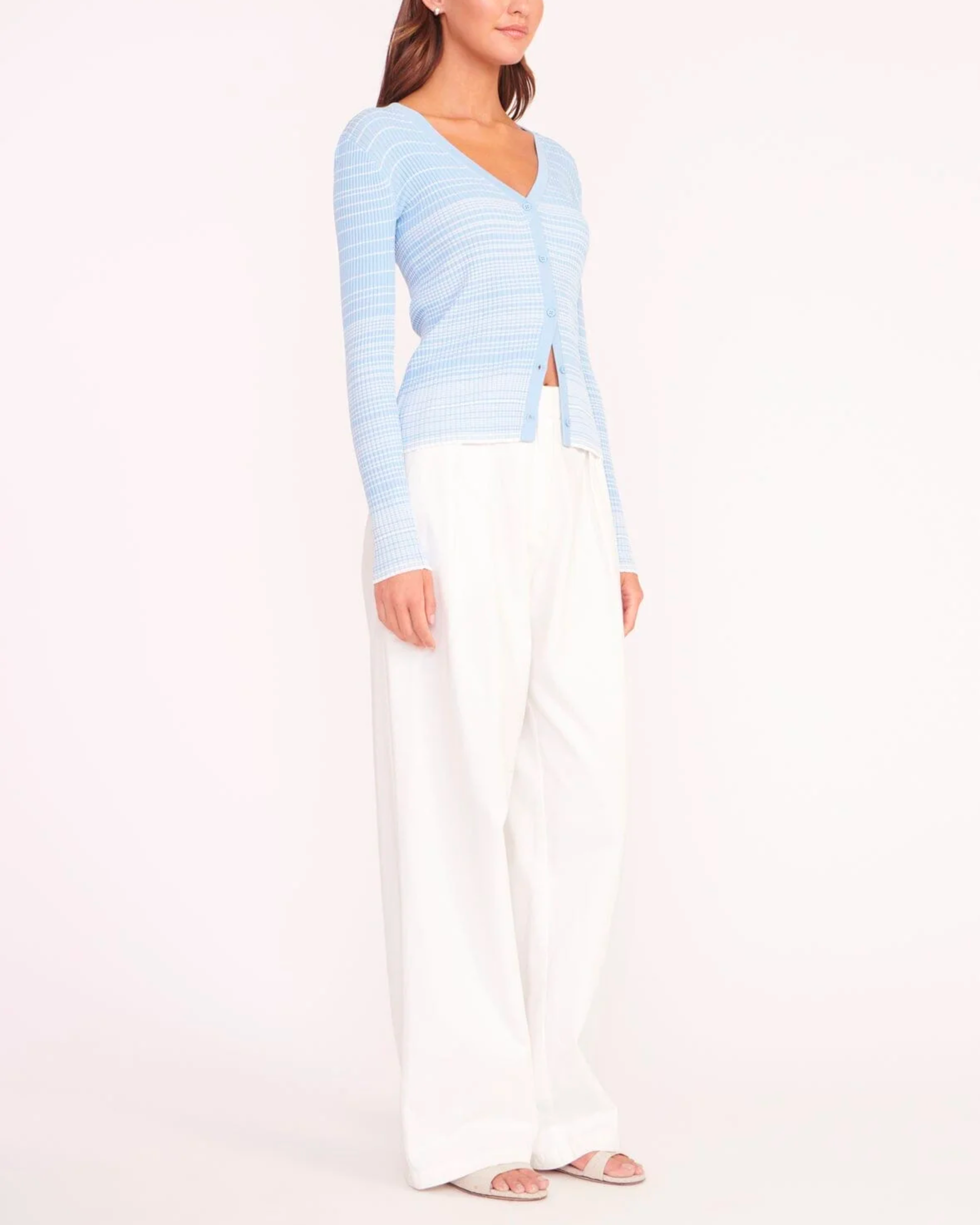 Staud Cargo Sweater in French Blue White