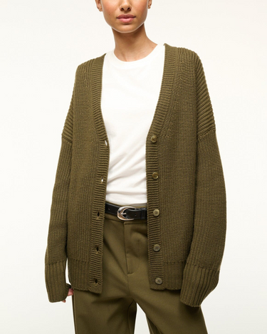 Staud Matilda Cardigan in Sergeant Green