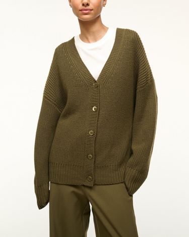 Staud Matilda Cardigan in Sergeant Green